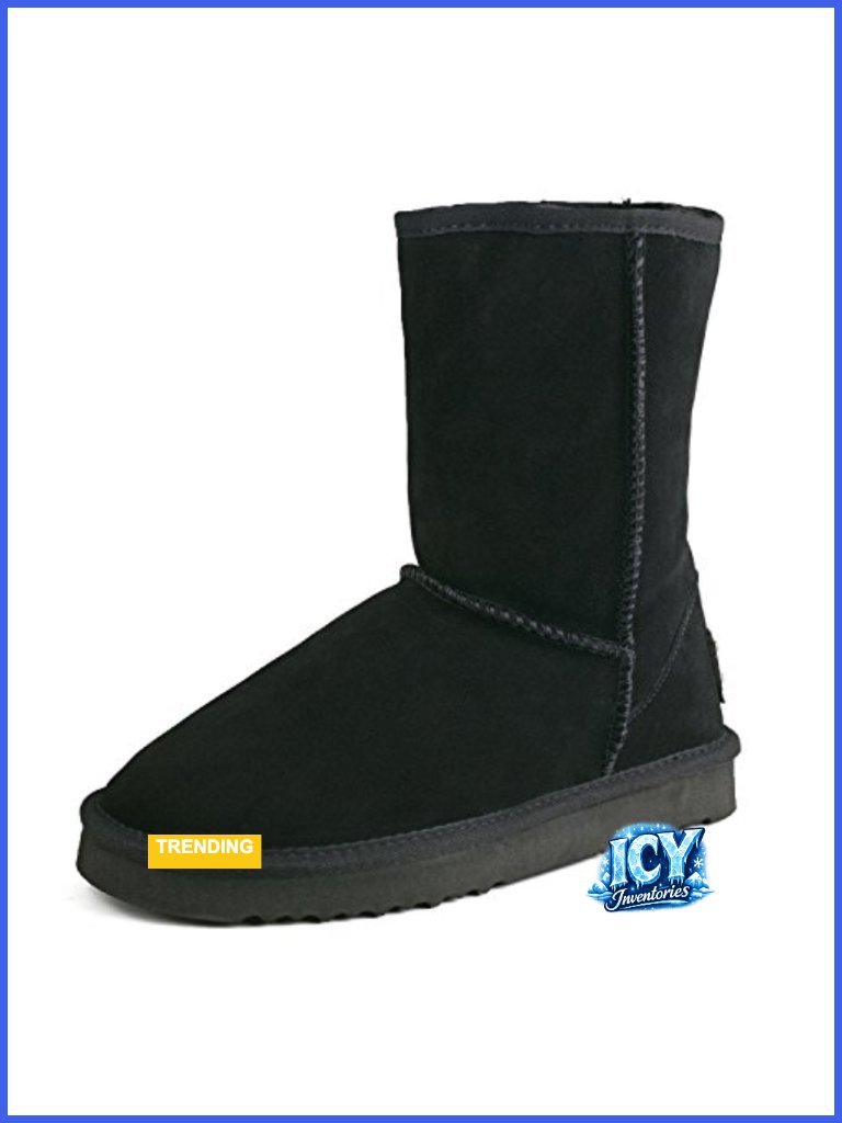 Genuine Suede Waterproof Fur Lined Mid-Calf Snow Boots